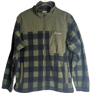 Columbia Plaid Tartan Check Fleece jacket Full Zip Men's Size Large